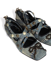 Load image into Gallery viewer, UPCYCLED DENIM BALLERINA FLATS