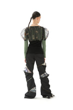 Load image into Gallery viewer, GREEN TULLE AND SUEDE BLOUSE