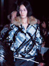 Load image into Gallery viewer, Flocked Lace Faux Fur Collar Jacket
