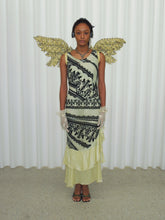 Load image into Gallery viewer, Golden Cascade Ruffle Gown
