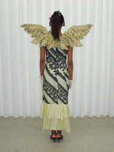 Load image into Gallery viewer, Golden Cascade Ruffle Gown