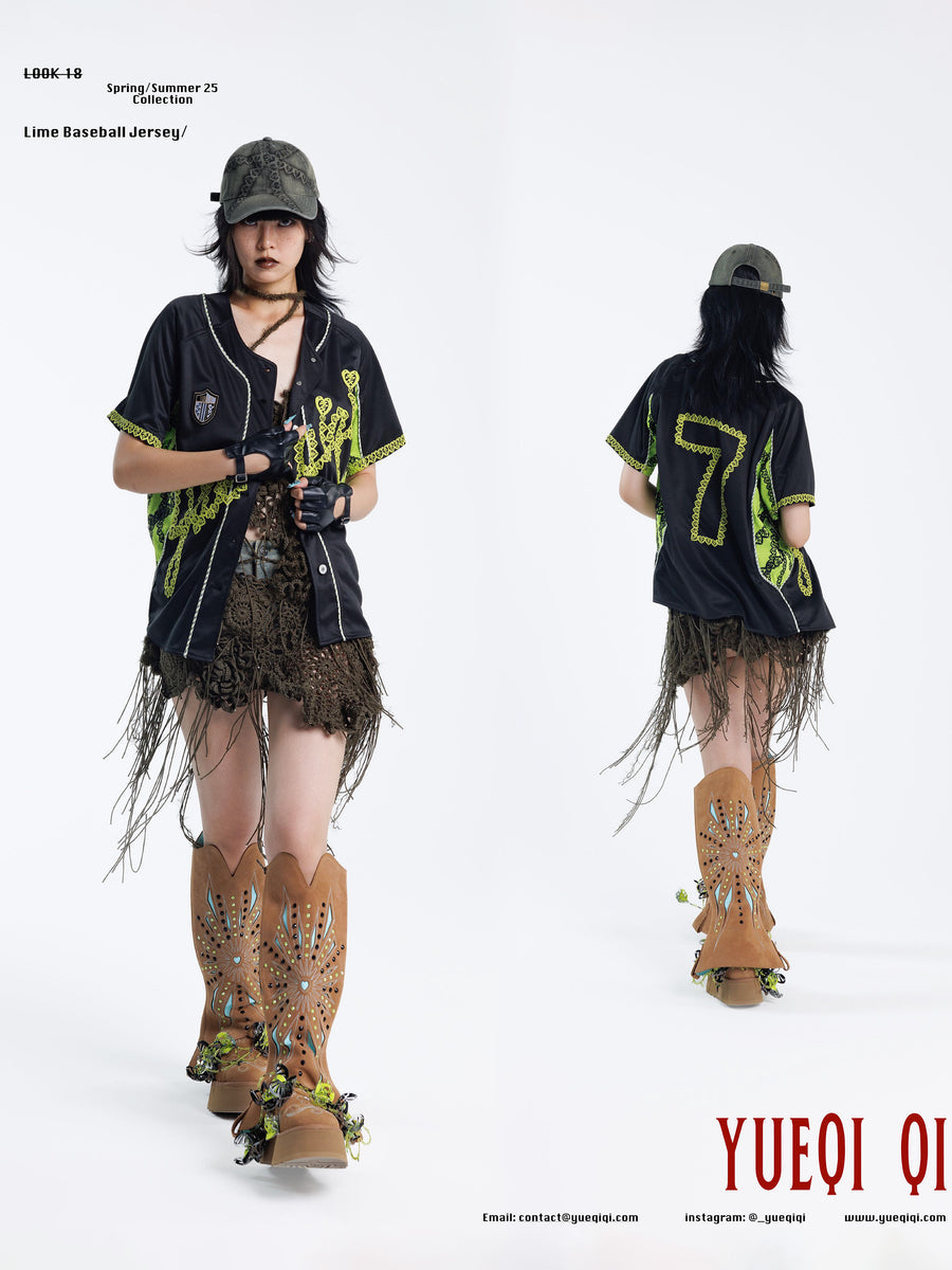 トップス yueqiqi LIME BASEBALL JERSEY Lime Baseball Jersey – YUEQI QI
