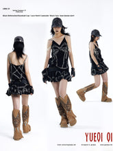 Load image into Gallery viewer, Black Two-tone Denim Skirt