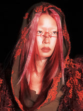 Load image into Gallery viewer, Army Green Lace Motif Hood