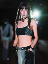 Load image into Gallery viewer, Upcycled Denim Micro Tank-top