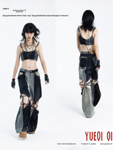 Load image into Gallery viewer, Upcycled Denim Micro Tank-top