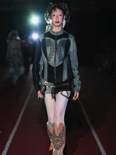 Load image into Gallery viewer, Upcycled Denim Cafe Racer Heart Jacket