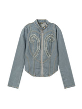 Load image into Gallery viewer, Denim Cafe Racer Heart Jacket