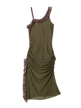 Load image into Gallery viewer, Army Green Laser-cut Garland Dress