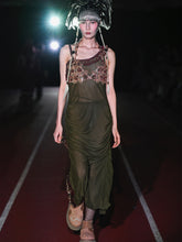 Load image into Gallery viewer, Army Green Laser-cut Garland Dress