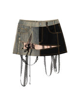 Load image into Gallery viewer, Cut-out Upcycled Denim Mini Skirt