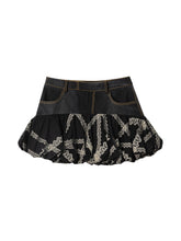 Load image into Gallery viewer, Black Two-tone Denim Skirt