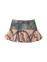 Load image into Gallery viewer, Peach Two-tone Denim Skirt