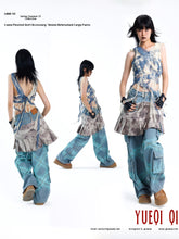 Load image into Gallery viewer, Denim Airbrushed Cargo Pants