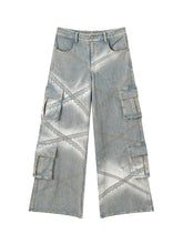 Load image into Gallery viewer, Acid-washed Airbrushed Cargo Pants