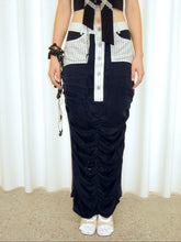 Load image into Gallery viewer, Nautical Pinstripe Ruche Skirt
