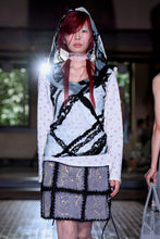 Load image into Gallery viewer, Charcoal Rosa Stamps Crochet Grid Mini Skirt
