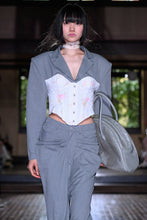 Load image into Gallery viewer, Smoke Grey Lace Perforated Half Moon Bag