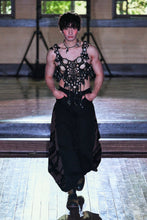 Load image into Gallery viewer, Black Rosa Panel Wide-Leg Jeans