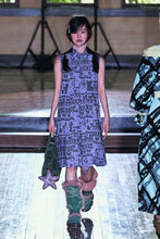 Load image into Gallery viewer, Lilac Rosa Cat Jacquard Bow Pleated Dress