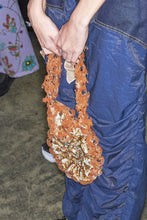 Load image into Gallery viewer, LASER CUT BEADED SEA SHELL PURSE (ORANGE)