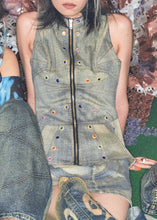 Load image into Gallery viewer, UPCYCLED HOODED DENIM VEST