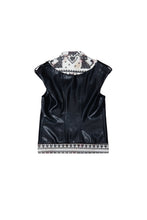 Load image into Gallery viewer, Black Rosa Jacquard Collar Leather Vest