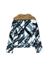 Load image into Gallery viewer, Flocked Lace Faux Fur Collar Jacket