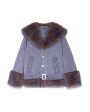 Load image into Gallery viewer, Fur Laser Trim Belted Jacket
