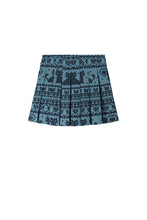Load image into Gallery viewer, Mint Rosa Cat Jacquard Pleated Mini Skirt