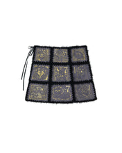 Load image into Gallery viewer, Charcoal Rosa Stamps Crochet Grid Mini Skirt