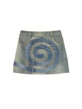 Load image into Gallery viewer, SPIRAL PANEL DENIM MINI SKIRT