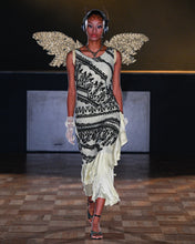 Load image into Gallery viewer, Golden Cascade Ruffle Gown