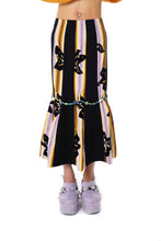 Load image into Gallery viewer, FLOKING PATCHED SKIRT WITH BEADS BELT (ORANGE)