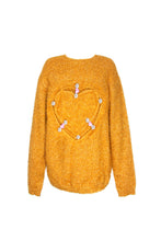 Load image into Gallery viewer, EYELASH YARN HEART SHAPE SWEATER (ORANGE)
