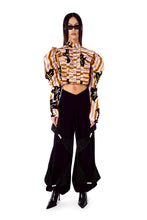 Load image into Gallery viewer, FLOCKING BUBBLE SLEEVE SHIRT (ORANGE)