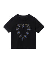 Load image into Gallery viewer, SAFETY PIN HEART T-SHIRT (PURPLE-BLACK)
