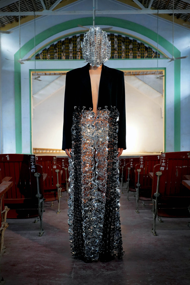 LASER CUT SAFETY PINS SUIT JACKET YUEQI QI