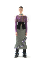 Load image into Gallery viewer, CROPPED TULLE AND SUEDE BLOUSE
