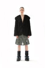 Load image into Gallery viewer, BLACK FAUX-FUR COAT
