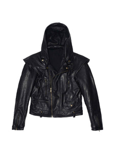 Leather Hood Jacket