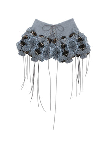 Garter Belt Laser Love Floral Skirt (Blue)