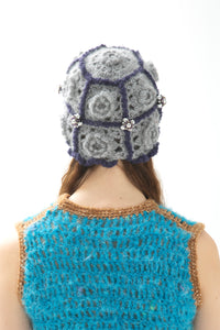 GREY BEADED CROCHET HAT