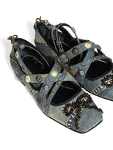 Load image into Gallery viewer, UPCYCLED DENIM BALLERINA FLATS
