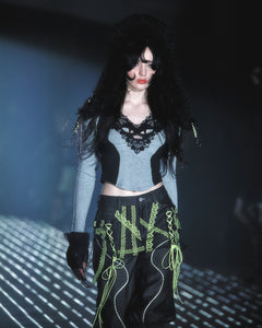 Laser Love Capris with Mesh Overlay