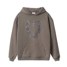 Load image into Gallery viewer, BROWN SAFETY PIN HEART HOODIE

