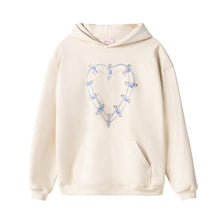 Load image into Gallery viewer, BEIGE SAFETY PIN HEART HOODIE
