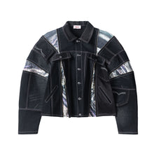 Load image into Gallery viewer, UPCYCLED DENIM ZIP JACKET (BLACK)
