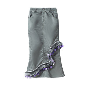 LASER CUT SEQUIN MIDI SKIRT