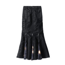 Load image into Gallery viewer, BLACK TWO-TONE LONG ZIP SKIRT

